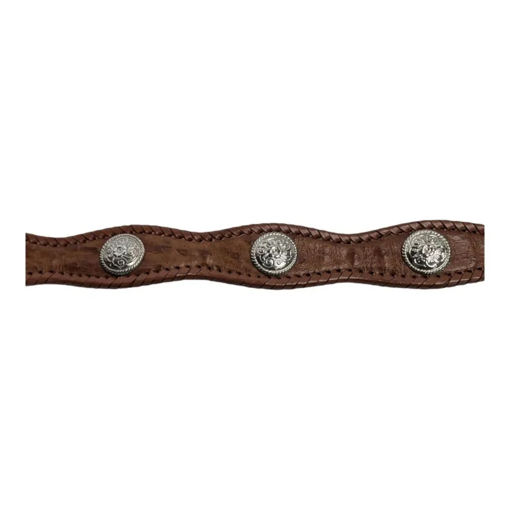 Vintage Leather Conch Scalloped Medallion Western Belt, 45-52